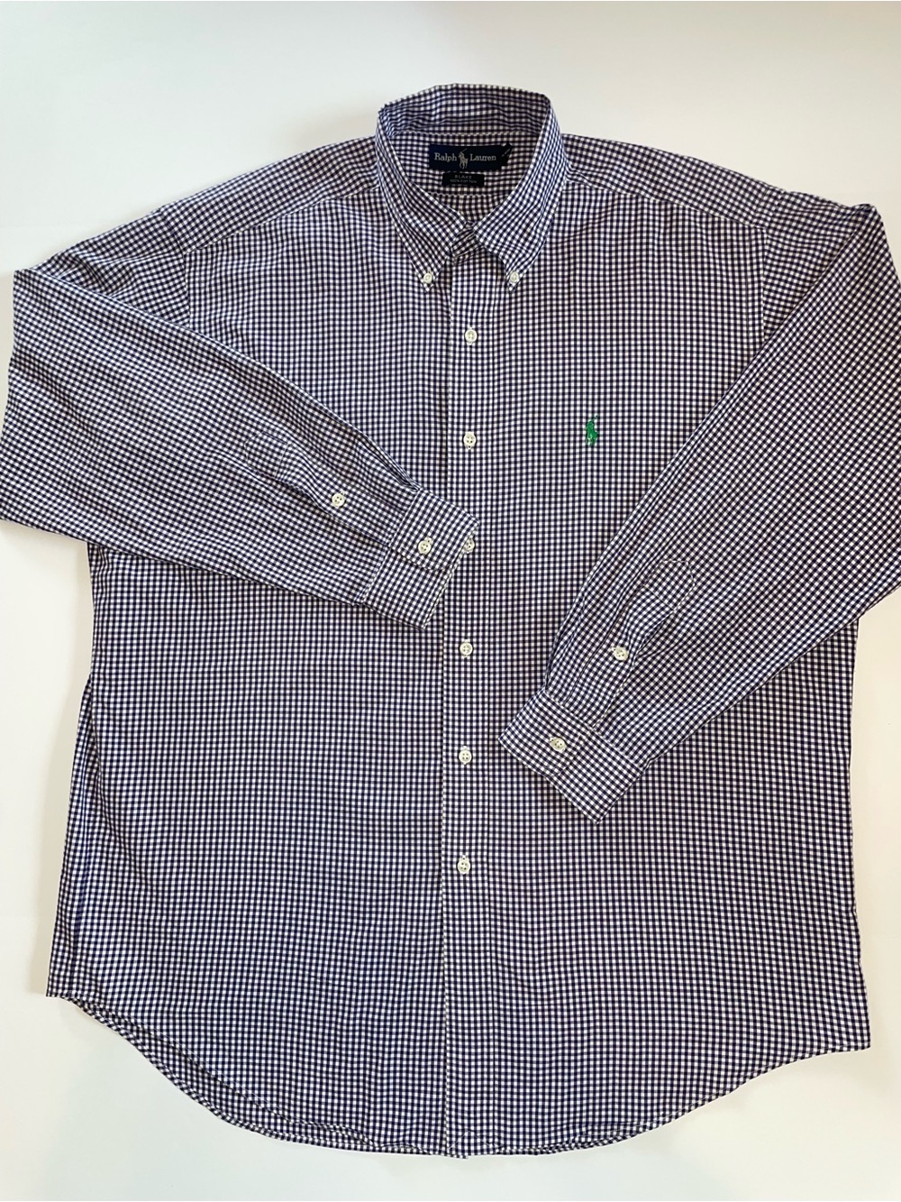 Polo Ralph Lauren Gingham Check Button Down Shirt Purple White Mens Size L